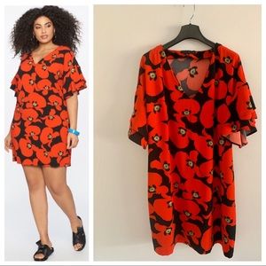 Eloquii red floral shift dress